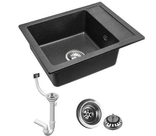 Гранитная кухонная мойка REA RINO BLACK пятнистаня