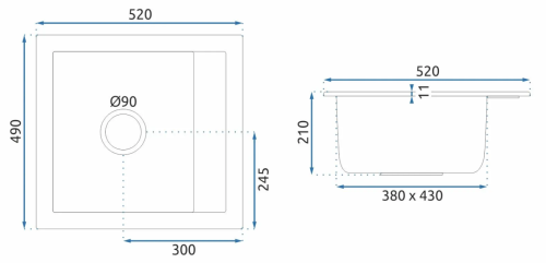 Гранитная кухонная мойка REA RINO BLACK пятнистаня