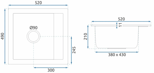 Гранитная кухонная мойка REA RINO BLACK