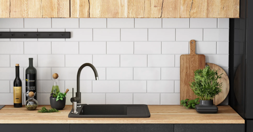 Гранитная кухонная мойка REA STEN BLACK пятнистаня