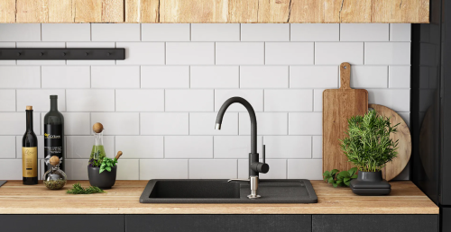 Гранитная кухонная мойка REA DAG BLACK пятнистая