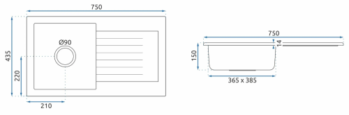 Гранитная кухонная мойка REA DAG BLACK пятнистая