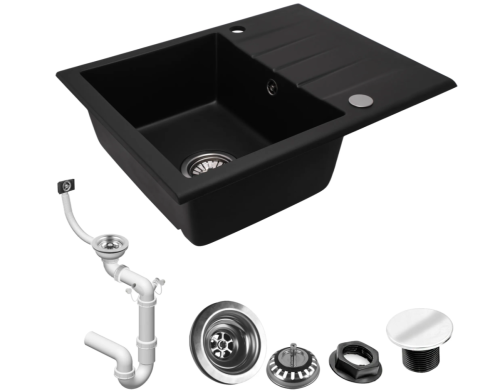 Гранитная кухонная мойка REA NORTH BLACK