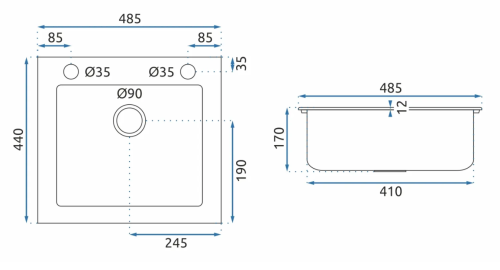 Гранітна кухонна мийка REA WEST BLACK