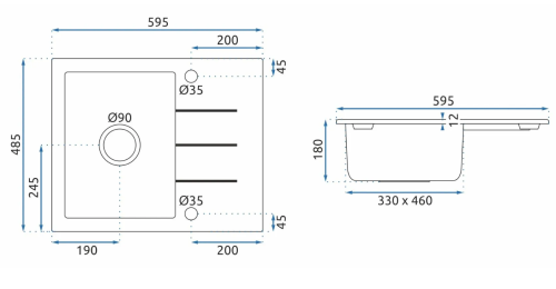 Гранітна кухонна мийка REA NORTH BLACK плямиста