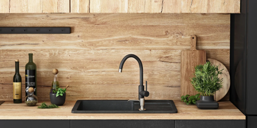 Гранітна кухонна мийка REA NORTH BLACK METALIC