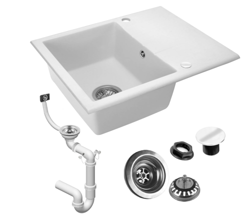 Гранітна кухонна мийка REA NORTH WHITE