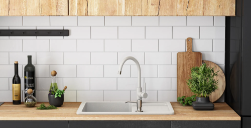 Гранітна кухонна мийка REA NORTH WHITE