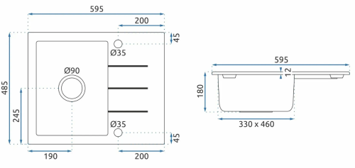 Гранітна кухонна мийка REA NORTH WHITE