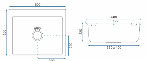 Гранітна кухонна мийка REA LIN WHITE