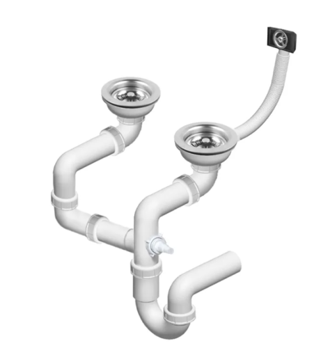 Гранітна кухонна мийка REA CADDY BLACK подвійна