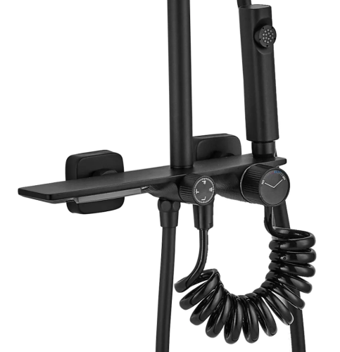 Душовий гарнітур REA HELIX BLACK з виливом