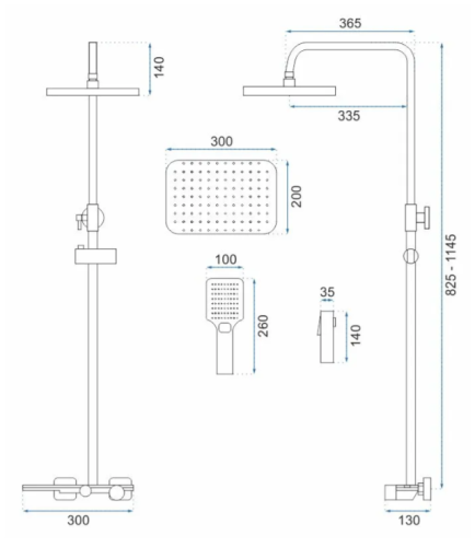 Душовий гарнітур REA HELIX BLACK з виливом