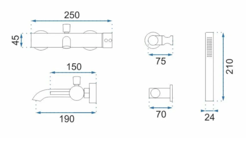 Змішувач для ванни та душу REA LUNGO WHITE настінний