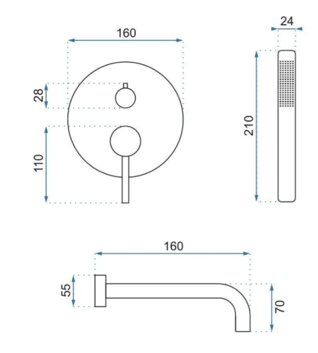 Смеситель для ванны REA LUNGO WHITE + BOX скрытого монтажа