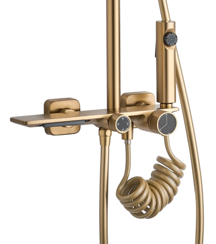 Душовий гарнітур REA HELIX BRUSHED GOLD з виливом