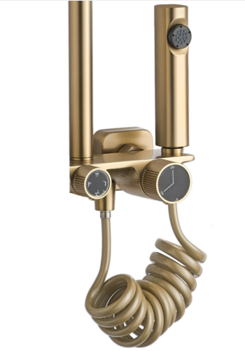 Душовий гарнітур REA HELIX BRUSHED GOLD з виливом