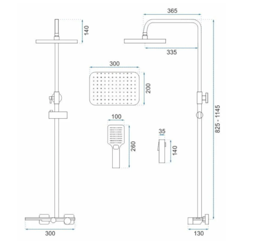 Душевой гарнитур REA HELIX CHROM с изливом