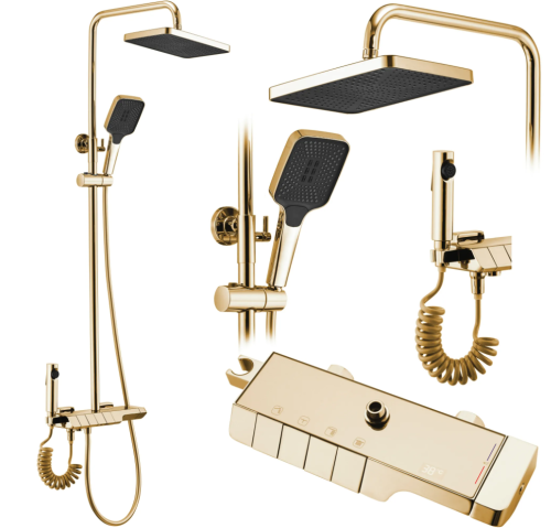 Душевой гарнитур REA ROB GOLD с термостатом и изливом