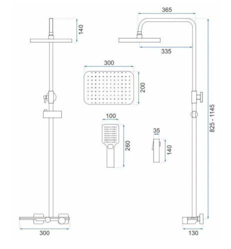 Душевой гарнитур REA HELIX GOLD с изливом