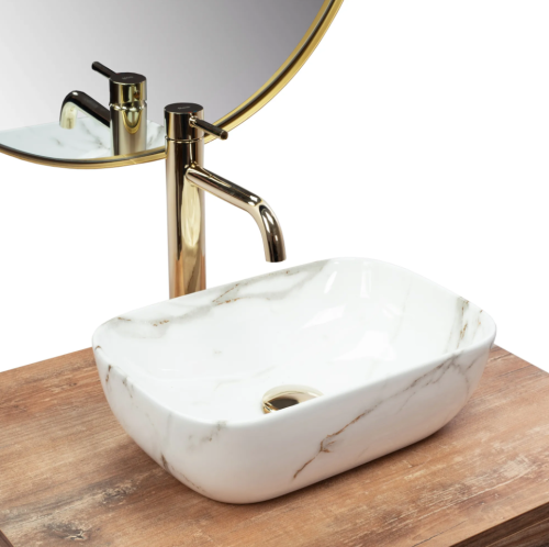 Умывальник (раковина) REA BELINDA MINI SHINY AIAX накладной мрамор