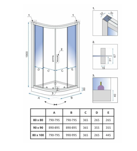 Душевая кабина REA LOOK BLACK 80х80