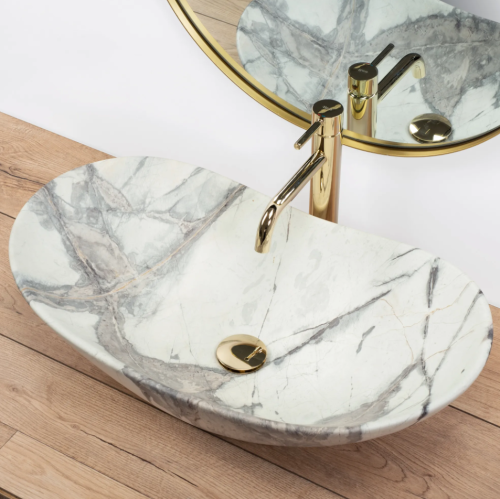 Умивальник (раковина) REA ROYAL SAND MATT накладний мармур