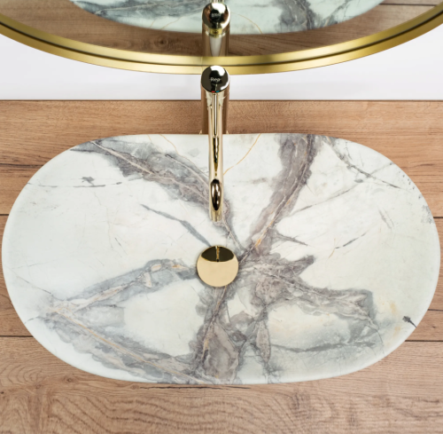 Умивальник (раковина) REA ROYAL SAND MATT накладний мармур