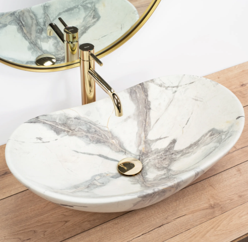 Умивальник (раковина) REA ROYAL SAND MATT накладний мармур