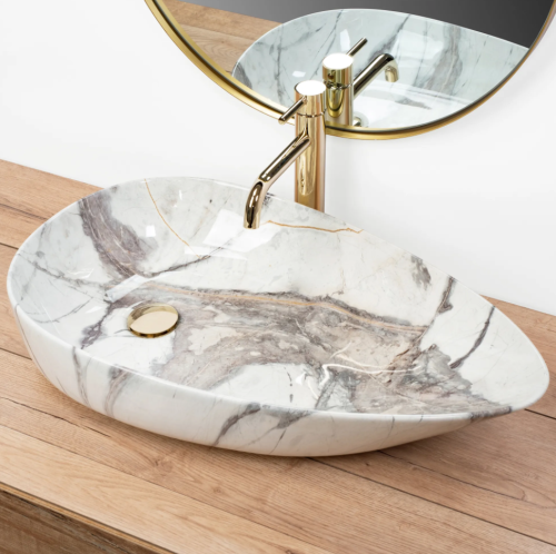 Умывальник (раковина) REA GRETA 65 THUNDER SHINY накладной мрамор