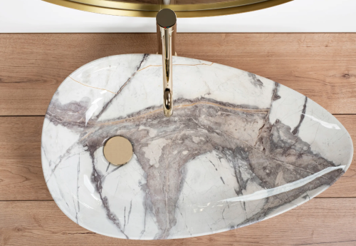 Умывальник (раковина) REA GRETA 65 THUNDER SHINY накладной мрамор