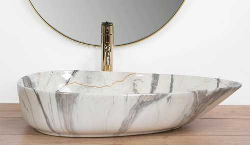 Умывальник (раковина) REA GRETA 65 THUNDER SHINY накладной мрамор
