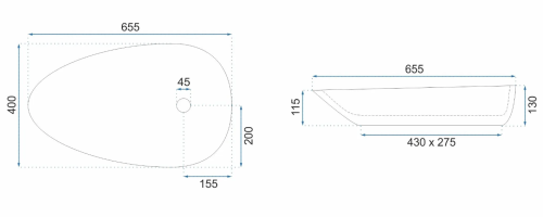 Умывальник (раковина) REA GRETA 65 THUNDER SHINY накладной мрамор