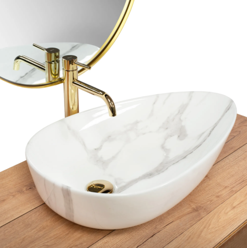Умывальник (раковина) REA GRETA 65 BIANCO SHINY накладной мрамор
