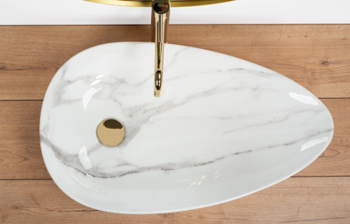 Умывальник (раковина) REA GRETA 65 BIANCO SHINY накладной мрамор