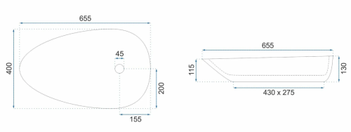 Умывальник (раковина) REA GRETA 65 BIANCO SHINY накладной мрамор