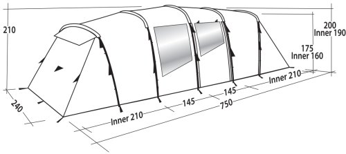 Палатка восьмиместная Easy Camp Huntsville Twin 800 Green/Grey (120410)