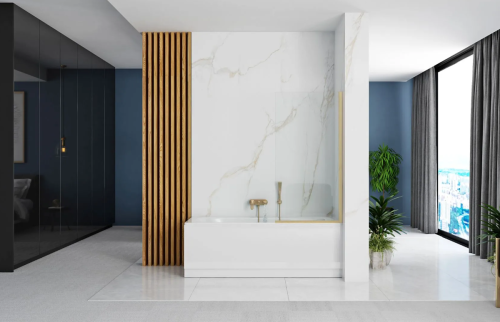 Шторка для ванны REA ELEGANT BRUSHED GOLD 70 см постоянная