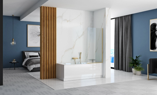 Шторка для ванны REA ELEGANT BRUSHED GOLD 70 см постоянная