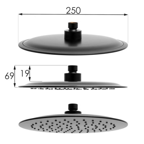 Душевая система Yoka BERGEN 25 BLACK черный с термостатом