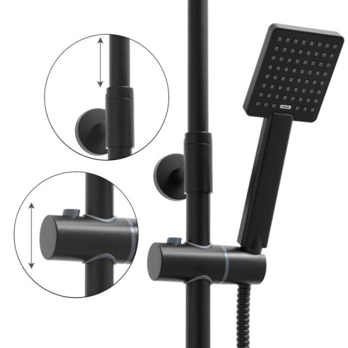 Душевая система Yoka OSLO 25 BLACK черный с полкой и краном