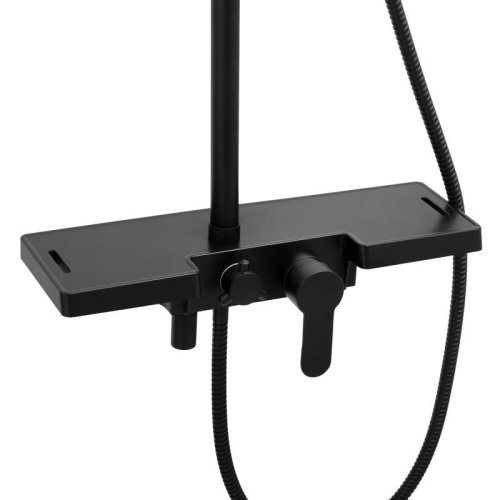 Душевая система Yoka OSLO 25 BLACK черный с полкой и краном