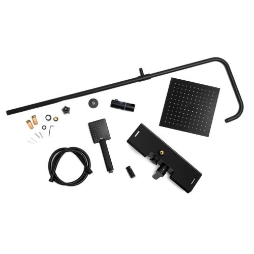 Душевая система Yoka OSLO 25 BLACK черный с полкой и краном