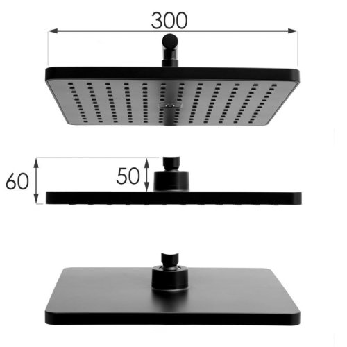 Душова система Yoka OSLO 30 BLACK чорний з полицею та краном