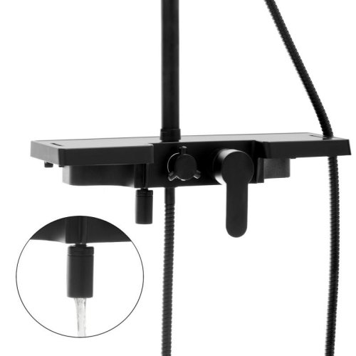 Душова система Yoka OSLO 30 BLACK чорний з полицею та краном