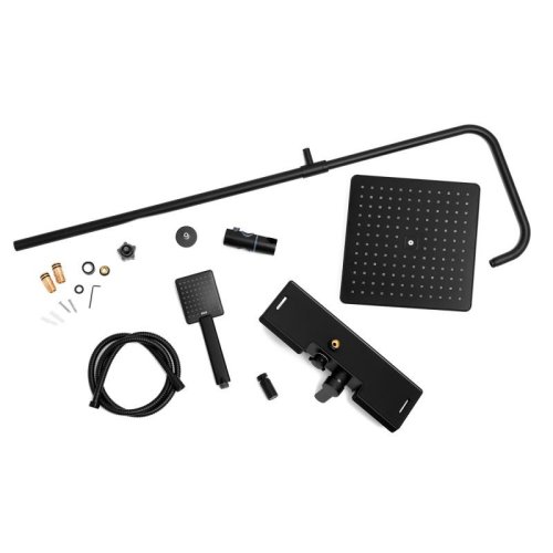 Душова система Yoka OSLO 30 BLACK чорний з полицею та краном