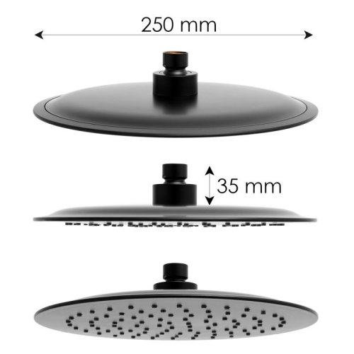 Душевой гарнитур Yoka SABA 25 BLACK черный с полкой и краном