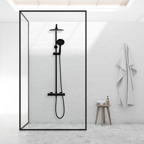 Душевая система Yoka ENZA 20 BLACK черный с термостатом