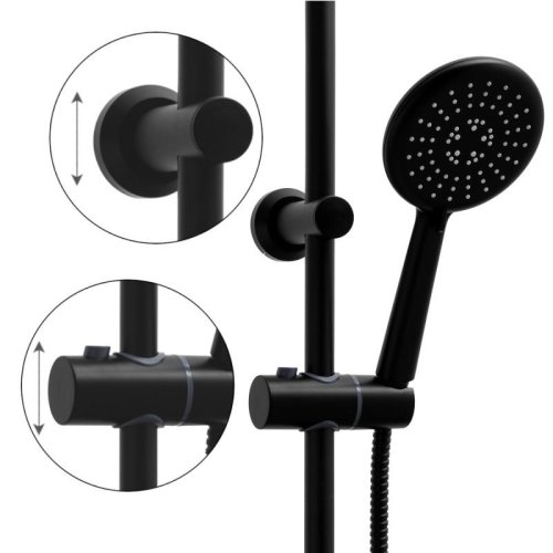 Душевая система Yoka ENZA 20 BLACK черный с термостатом