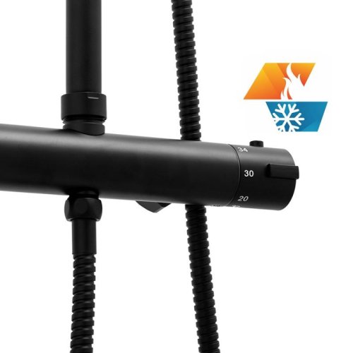 Душевая система Yoka ENZA 20 BLACK черный с термостатом